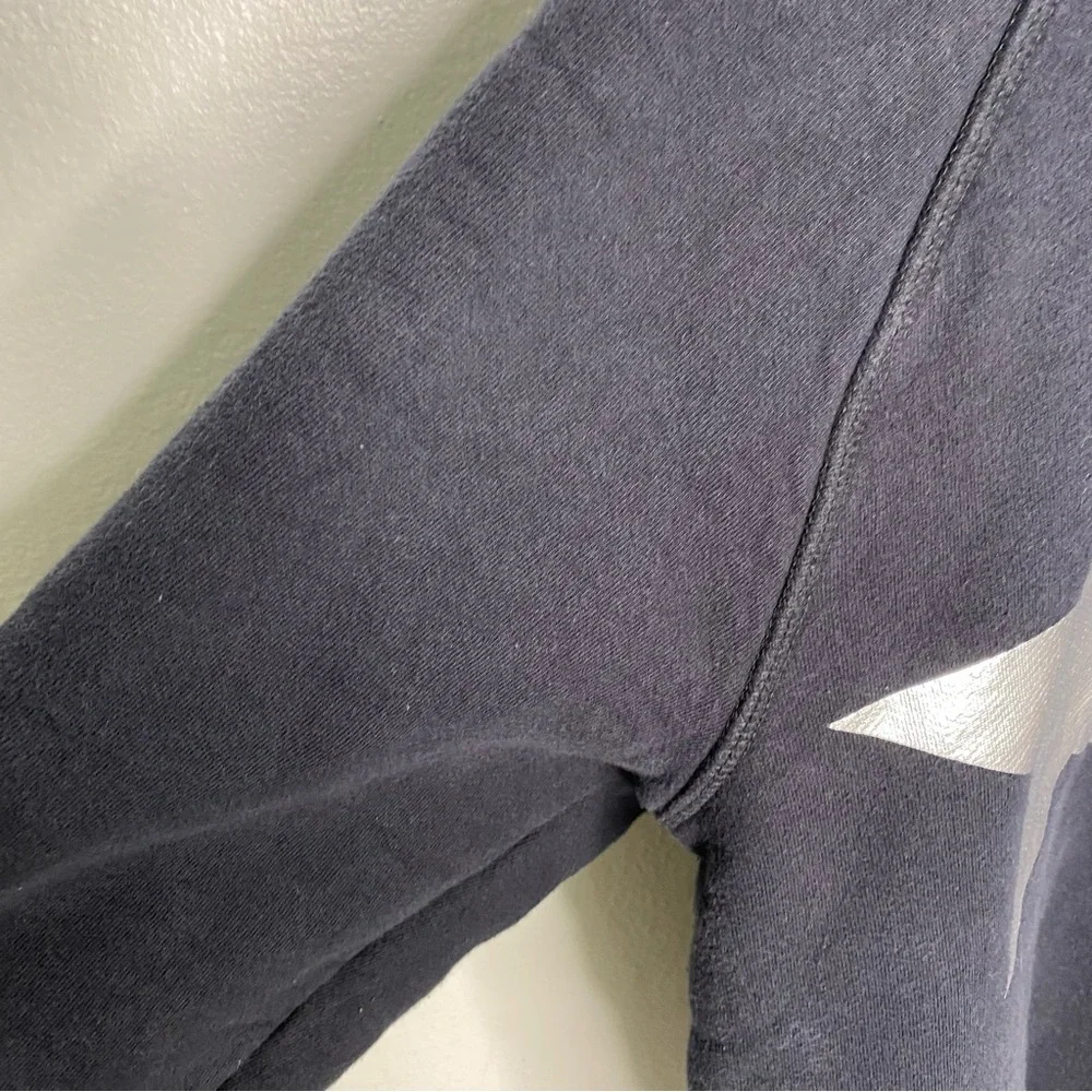 Good American Stars And Stripes Black Silver Hoodie Sweatshirt Dress - Picture 4 of 16